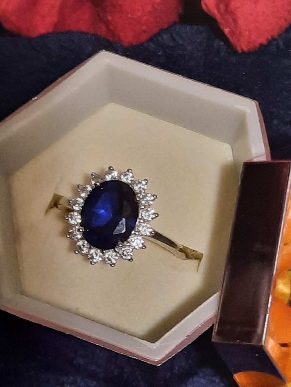 NEW GORGEOUS SOLID STERLING SILVER CZ LADY DI inspired SAPPHIRE RING 7.75